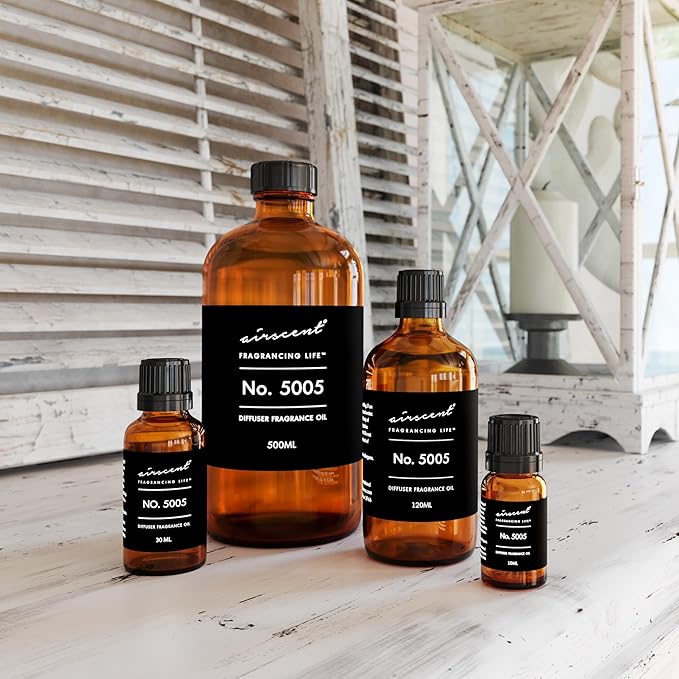 AirScent Diffuser Oil Inspired by TF's Oud Wood - No. 5005 Perfume Dupe - Fragrance Oil Blend for Ultrasonic and Waterless Diffusers and Crafting - 30 ml, 1 fl oz Glass Bottle with Dropper