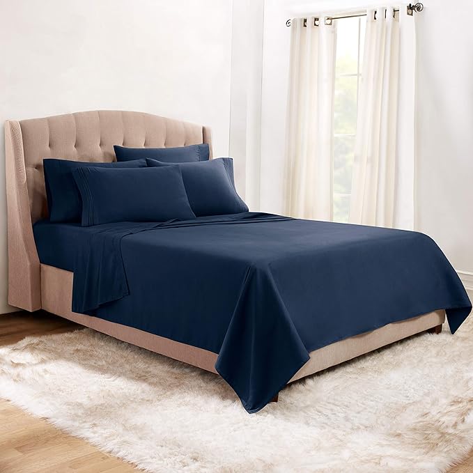 Clara Clark Twin XL Sheets, 5 Piece Set - Hotel Luxury Bed Sheets, Super Soft Bedding Set, Twin XL Size, Navy Blue