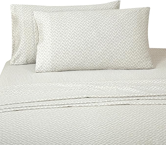 ROYALE LINENS 300 Thread Count 100% Long Staple Combed Cotton Sheet Set - 4 Piece King Bed Sheets - 1 Fitted, 1 Flat & 2 Pillow Cases - Soft Cool & Crisp Sheet (King, Heritage Herringbone,Microchip)