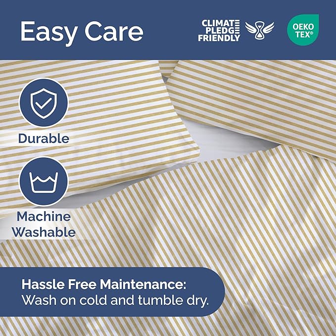 Duvet Cover King Size Set - Extra Soft King Duvet Cover 104" x 90" with 2 Pillow Shams - Hotel Luxury, Easy Care, Fade Free with Zipper Closures & Ties - All Season, Comfy & Breathable (Beige Stripes)