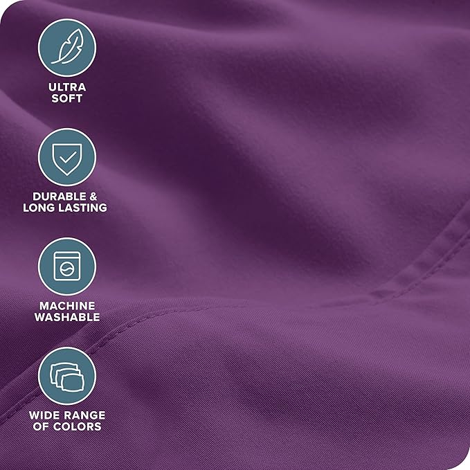 Bare Home Hotel Luxury Full XL Sheet Set, Extra Soft - 6 Piece Set - Deep Pockets - Easy Fit - Cooling & Breathable - Wrinkle, Fade, Stain Resistant - Includes 4 Pillowcases (Full XL, Plum)