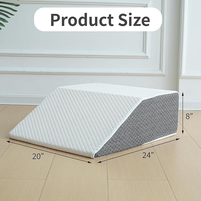 Knee Pillow for Back Sleeping, Leg Pillow Knee Wedge Pillow, Memory Foam Wedge Pillows for Legs Post Surgery, Trapezoid Pillow for Knee Support,Dark Grey