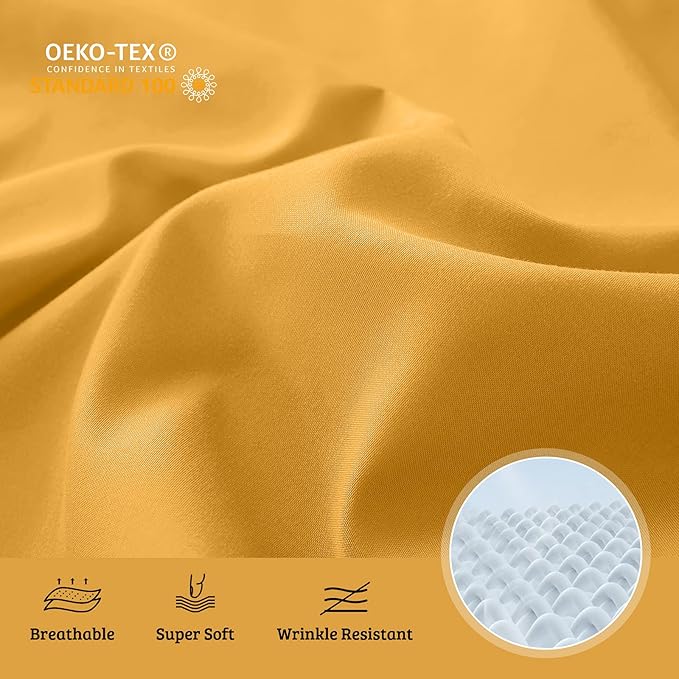 YIYEA Body Pillow Cover Set of 2, Ultra Soft 1800TC Hotel Quality Double Brushed Microfiber Body Pillow Pillowcases, Envelope Closure, Fade Resistant (20"x54", Yellow)
