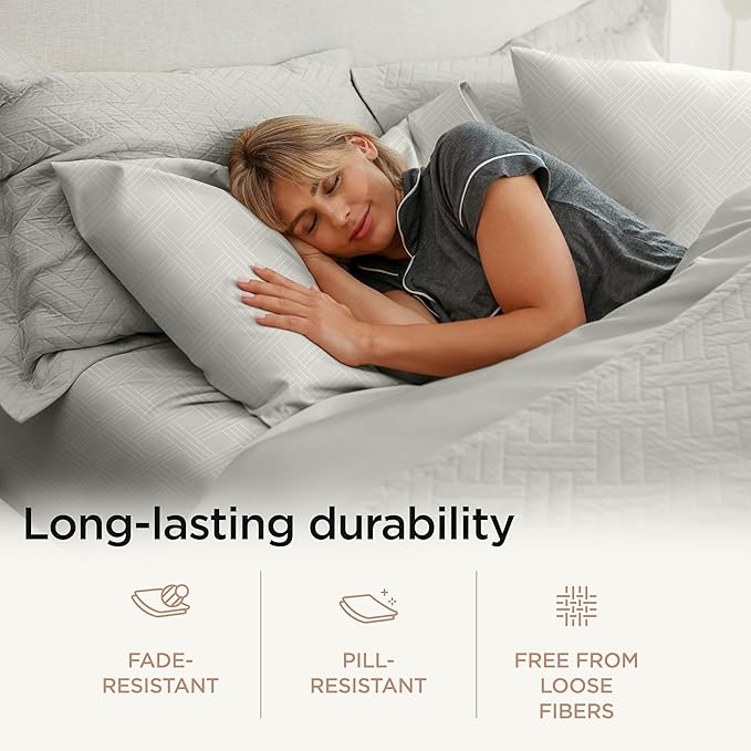 Threadmill Luxury King Pillow Cases 2 Piece Set| 800 Thread Count Jacquard Celine Light Grey | 100% Pure Cotton fits King Pillow | ELS Smooth Finish Pillow Protectors