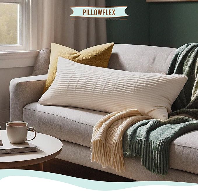 Pillowflex Synthetic Down Pillow Insert - 16x20 Down Alternative Pillow, Ultra Soft, Large Rectangle, Lumbar, Back, Neck, Sleeping Pillow - 1 Decorative Pillow Form