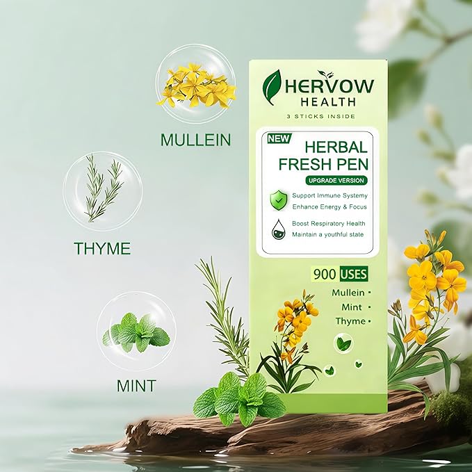 【HERVOW】 Portable Aromatherapy Diffuser for Essential Oils – 900 Uses Long Lasting, No Electricity, Natural Mint Lavender Chamomile, for Home Car Office Travel, Calming Air Freshener Gift