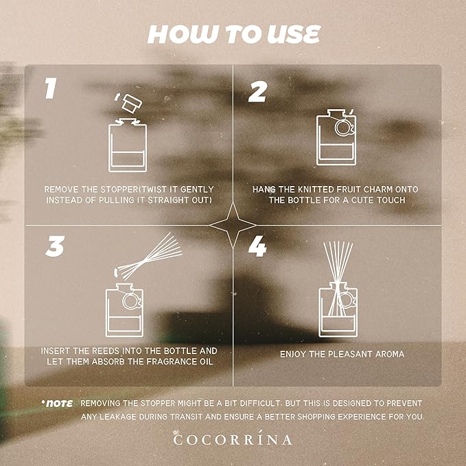 COCORRÍNA Reed Diffuser Set, 6.09 fl oz Fig Blossom Oil Diffuser with 8 Reed Sticks, Long-Lasting Home Fragrance for Bathroom Bedroom Office