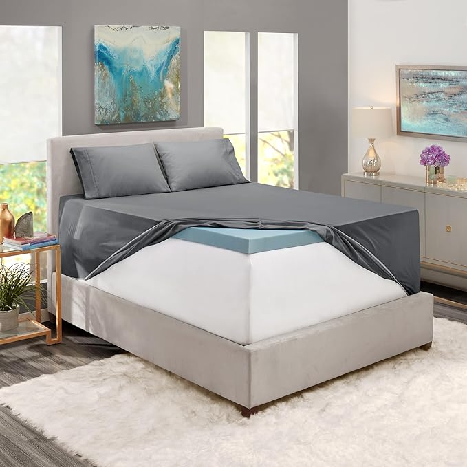 Nestl King Size Sheet Set, 4 Piece Extra Deep Pocket (18-24 inches), Microfiber, Hotel Luxury, Soft, Breathable, Wrinkle-Free, Easy to Care, Grey