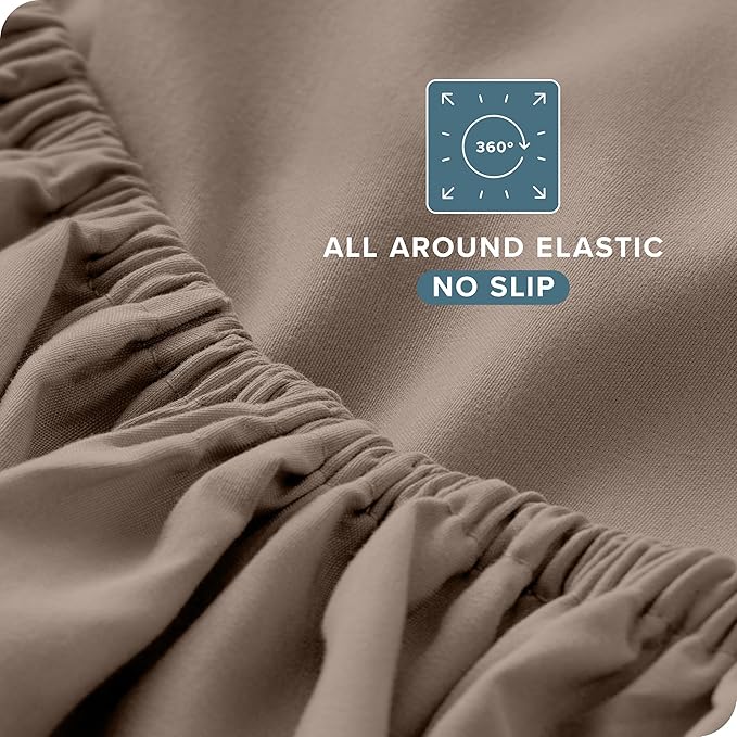 Bare Home Split King Sheet Set - 1800 Ultra-Soft Microfiber Bed Sheets - Double Brushed - Deep Pockets - Easy Fit - 5 Piece Set - Bedding Sheets & Pillowcases (Split King, Taupe)