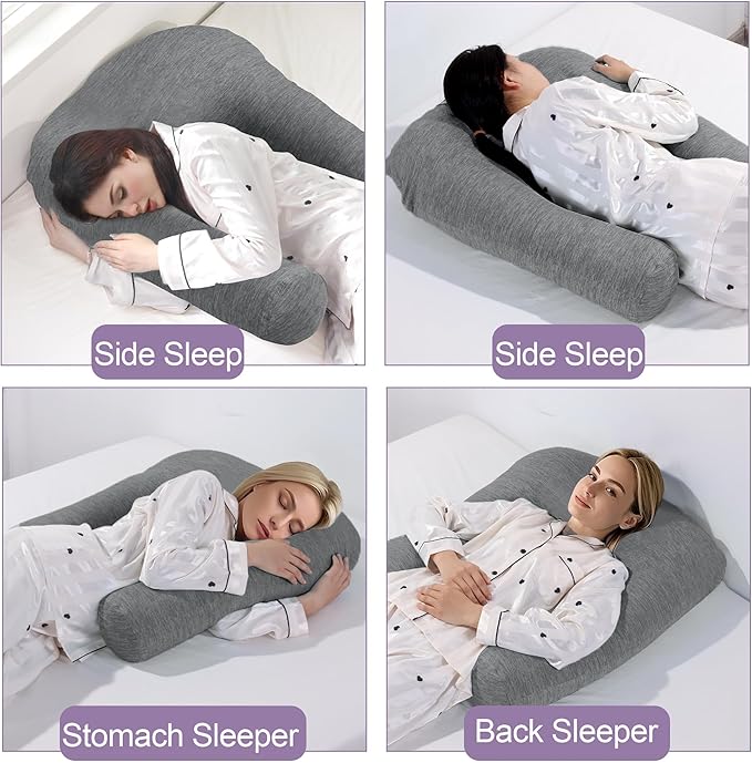 HOMBYS Cooling U Shaped Pillow for Neck, Contour Shoulder Pillow for Side Sleepers, Ergonomic Body Pillows for Adults, Hug Pillow with Washable Cover for Back, Shoulder Pressure Reduce (Dark Grey)