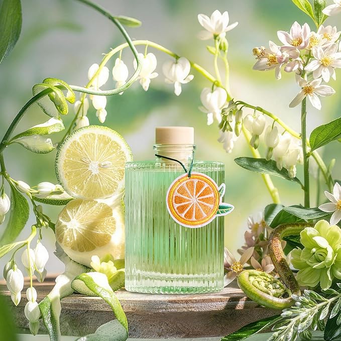COCORRÍNA Reed Diffuser Set, 6.09 fl oz Sage&Citrus Oil Diffuser with 8 Reed Sticks & Fruit Charm, Long-Lasting Home Fragrance for Bathroom Bedroom Office