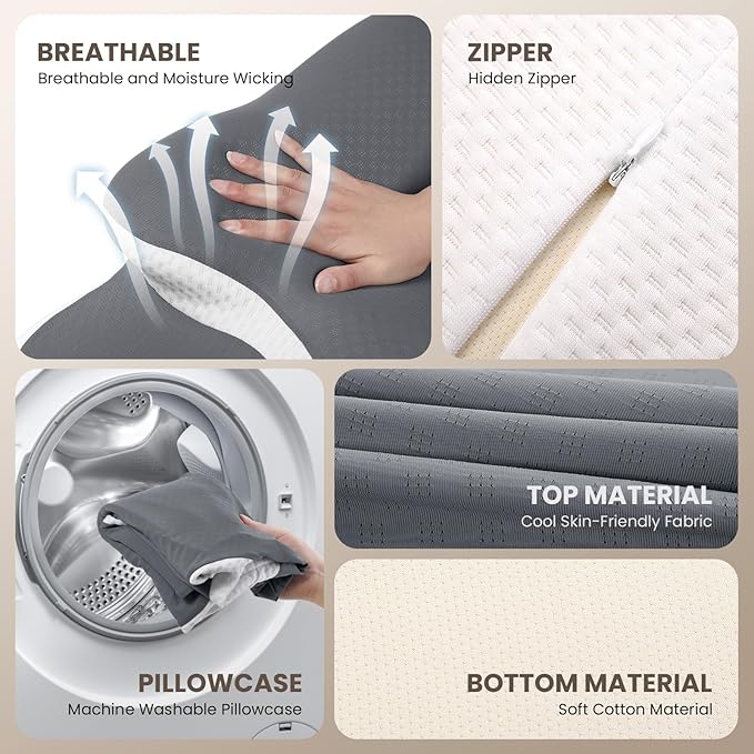 A-Pce Cervical Neck Pillow for Neck and Shoulder, Odorless Memory Foam Pillow with Soft Silk Cover, Ergonomic Orthopedic Neck Support Pillow