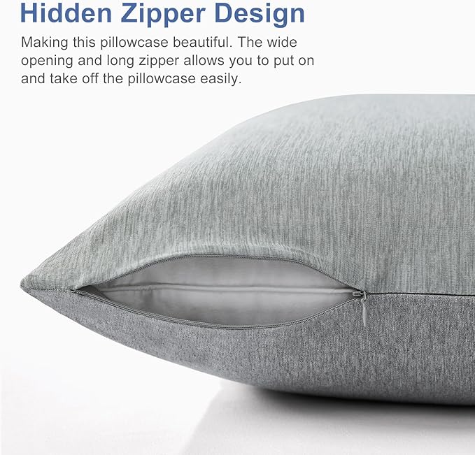 Elegear Cooling Pillow Cases for Hot Sleepers, Japanese Q-Max 0.5 Cooling Pillowcases, Both Sides[Cooling/Cotton], Breathable Soft Pillowcase for Hair and Skin, Set of 2-Gray (King (20" x 36"))