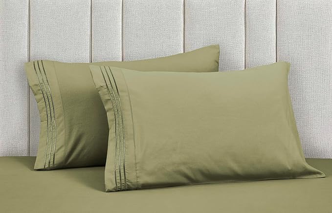 Mocassi Luxury Full 4-Piece Sheet Set - 1800 Premium Hotel Quality - Easy-Fit, Wrinkle, Fade Resistant Bed Sheets and Pillowcases - All Around Elastic Fitted Sheet, Deep Pocket, Green
