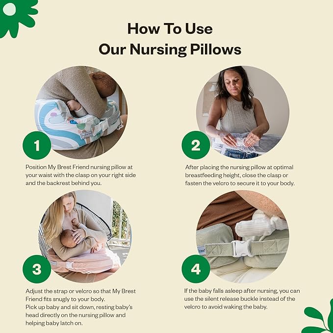 My Brest Friend Nursing Pillow - Deluxe - Enhanced Comfort w/ Slipcover - Ergonomic Design for Ultimate Breastfeeding Support For Mom & Baby - Adjustable Backrest & Handy Side Pocket, Flower Key Gray