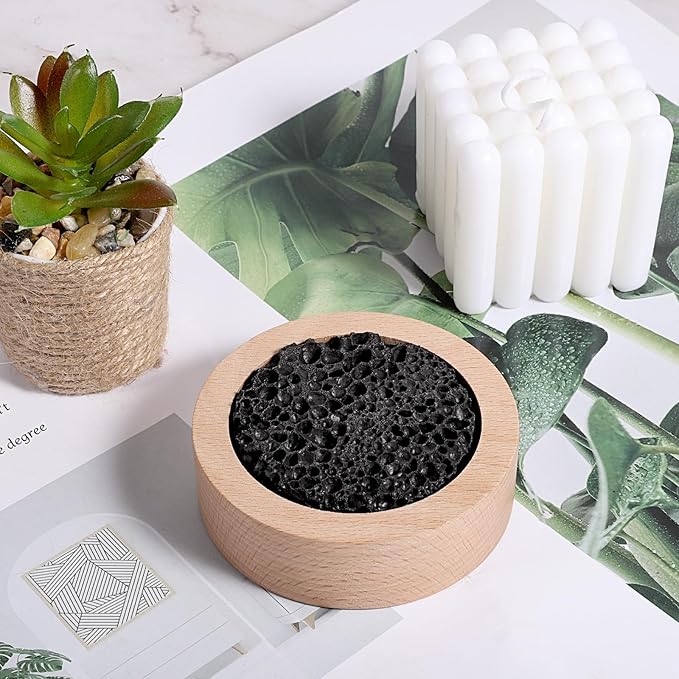 Passive Essential Oil Diffuser Rock Diffuser Natural Wood Base Aromatherapy for Decorating at Desk, Office, or Car and Gift-Giving