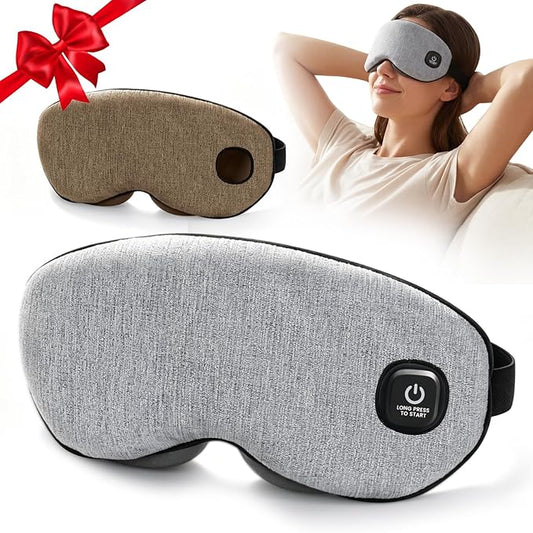 Akakios Heated Eye Mask for Dry Eyes, Cordless Heated Eye Mask 3 Temperature, Improved Sleep, Washable Travel Eye Compress with Replaceable Cover (Gray)