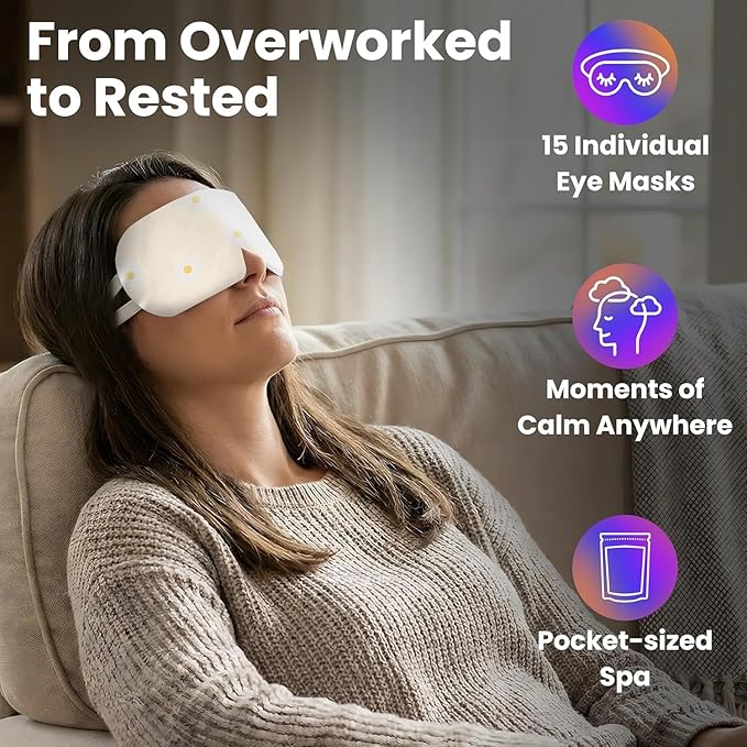 Steam Eye Mask, Heated Eye Mask, Self Heating Warm Compress for Dry Eyes, Fast Relief for Stye, Puffy Sensitive Eyes, Moist Heat, Mothers Day Gift for Mom, Relaxation Gifts for Women and Men - Variety