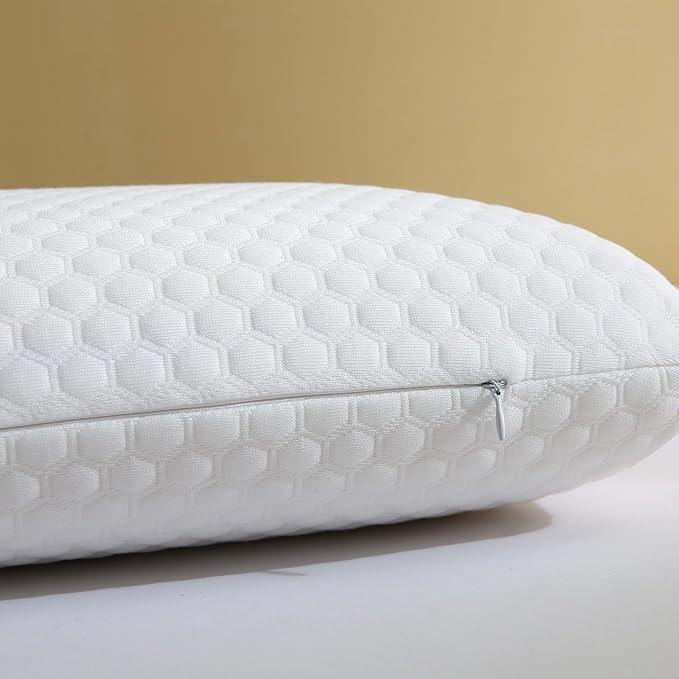 CSDLF Memory Foam Bed Pillows, Pillow for Side and Back Sleeper, Pillow for Neck Pain Relief, Washable Removable Cover, Soft, White (Queen)