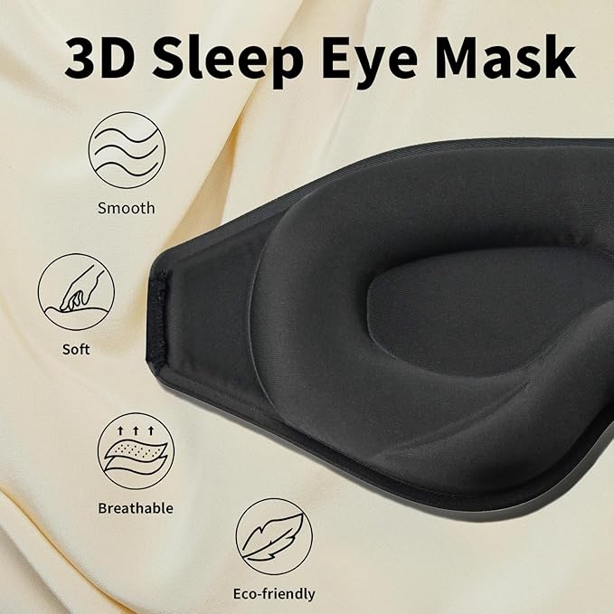 3D Light Blocking Sleep Eye Mask, No Pressure Eye Mask, Ultra Soft Eye Cover, Deep Sleep Mask, Night Blindfold, Home Office Nap Eye Mask