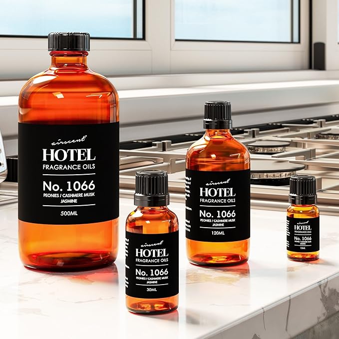AirScent Hotel Diffuser Oil No. 1066 - Peonies, Cashmere, Jasmine - Premium Fragrance Oil for Ultrasonic and Waterless Diffusers and Crafting - 30 mL, 1 fl oz Glass Dropper Bottle