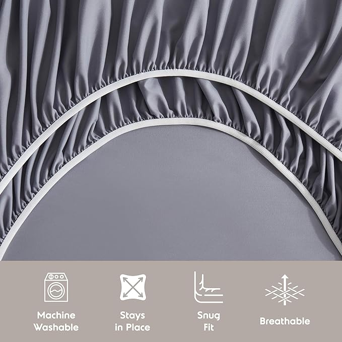 Nestl Extra Deep Pocket Queen Sheet Set - 6 Piece Breathable & Cooling Sheets - Hotel Luxury Bedding Set w/18-24 Inch Deep Pockets - Easy & Secure Fit - Super Soft, Wrinkle Free & Comfy - Dark Gray