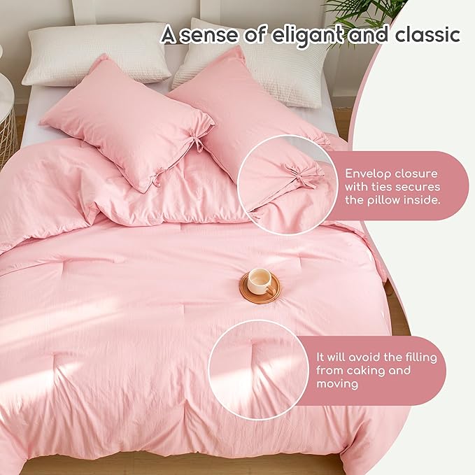Ultra-Soft Twin/Twin XL Comforter Set for Girl Women College Dorm - Cozy Comfy 1 Down Alternative Bed Blanket Comforter and 1 Pillowcase Lightweight but Warm for All Season - Blush Light Pink