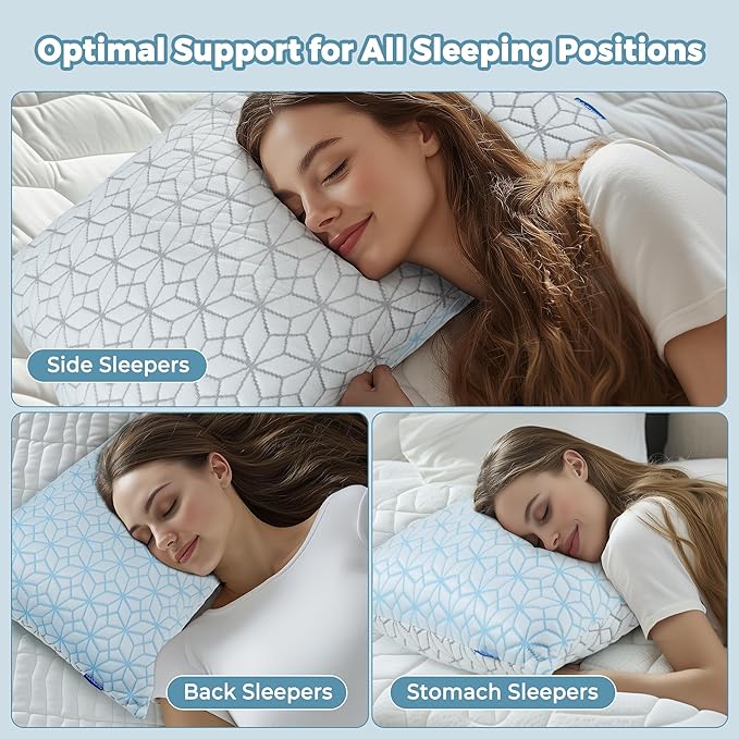 WOLKI King Size Pillows Set of 2 Shredded Memory Foam Pillows 2 Pack, Adjustable Firm Pillow for Side Sleepers, Back, Stomach, Hot Sleepers (20x36)