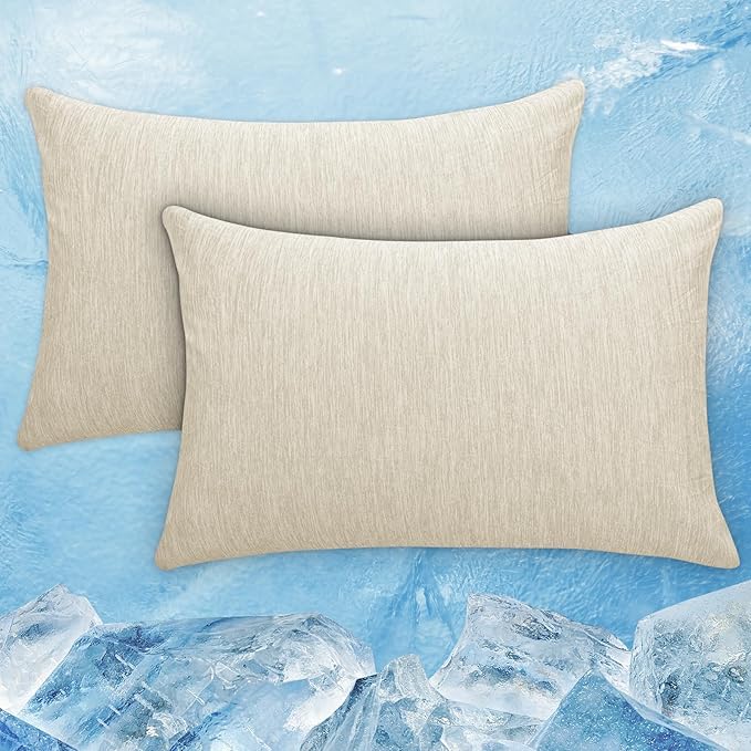 CHOSHOME Cooling Pillow Cases Zipper Pillow Covers Q-Max > 0.45 Zippered Pillowcases for Hot Sleepers, Soft, Breathable, Skin-Friendly, 4 Pack (Standard, 20"x26", Beige)