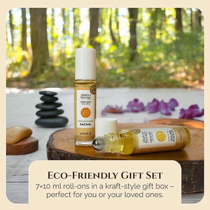 Chakra Essential Oil Roll On Set – 7×10ml Healing Oils for Meditation, Yoga & Reiki – Natural Aromatherapy Blends to Balance 7 Chakras – Vegan, Relaxation & Wellness Gift Set