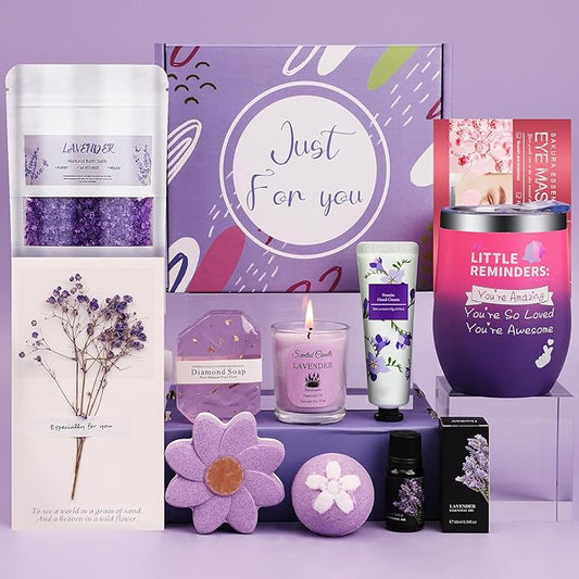 Birthday Gifts for Women, Spa Gifts Baskets for Women, Relaxation Self Care Kit, Care Package Box for Woman, Giftware Idea for Mom, Wife, Friends, Sister, Daughter
