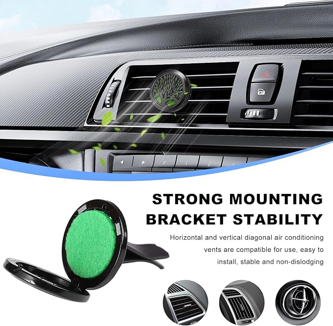 KVAEY 2PCS 30mm Car Diffuser Vent Clips, Tree of Life Aromatherapy Essential Oil Diffuser Locket with 12 Felt Pads, Stainless Steel Car Diffuser Locket Air Freshener (Style 2)