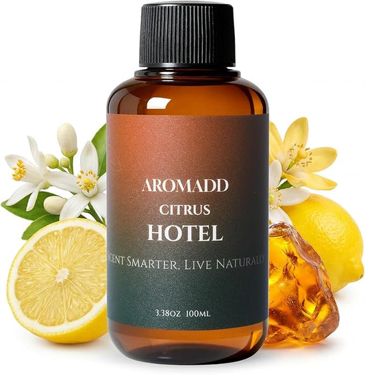 Aromadd Aromadd Citrus Hotel Diffuser Oil Inspired by Luxury Hotel Scent, Essential Oils for Waterless Diffuser, Luxury Lemon & Bergamot, Long-Lasting & Natural Home Fragrance - 3.38 fl oz (100 mL)