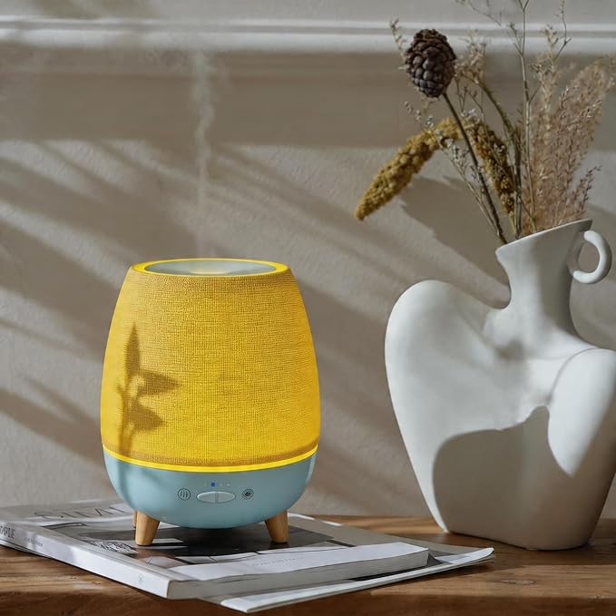 Essential Oil Diffuser 200ml with Fabric Cover and Night Lamp | Ultrasonic Aroma Diffuser | Humidifier w Lights | Room Decor | Small Humidifier for Bedroom,Quiet Diffuser for Hotel spa