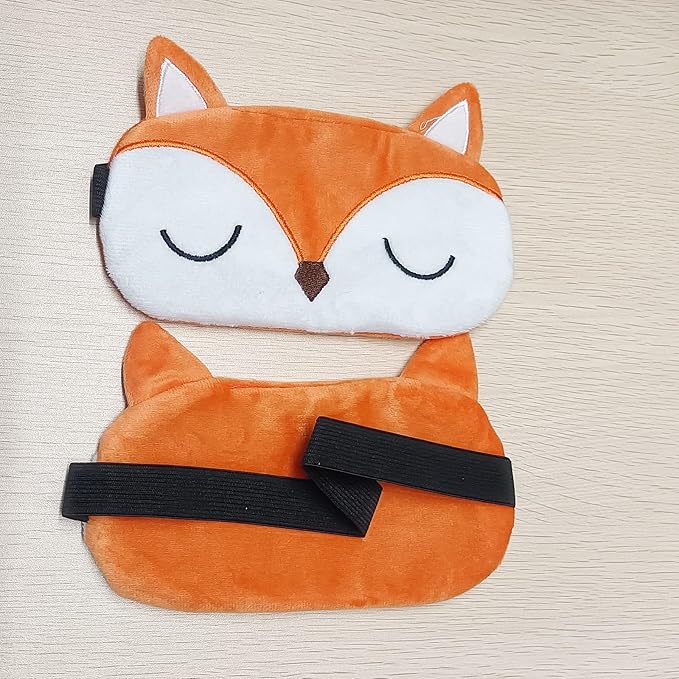 Cute Animal Sleeping Mask Soft Plush Blindfold Cute Rabbit Panda Koala Eye Cover Eyeshade for Kids Teens Girls Women (Orange Fox)
