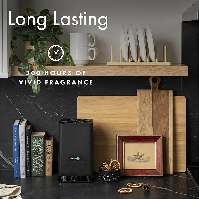 ScentAir Whisper Essential | Black Diffuser Machine, Scents up to 800 Sq. Ft Room, Compatible with Alexa & Google, WiFi & Bluetooth Enabled - ScentAir Cartridge Golden Bamboo