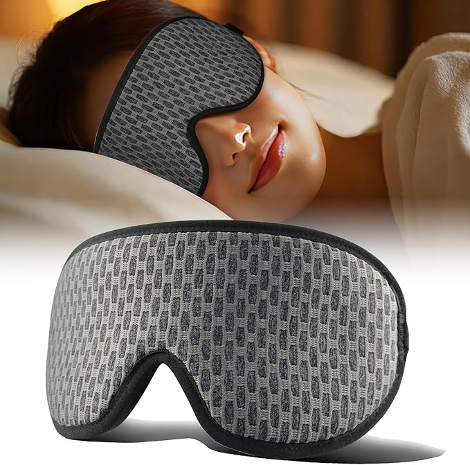 3D Mesh Breathable Sleep Eye Mask, Light Blocking Eye Mask, Zero Pressure Eye Mask, Soft Eye Cover, Comfort Blindfold, Travel Eye Mask, Night Sleep Mask, Gray