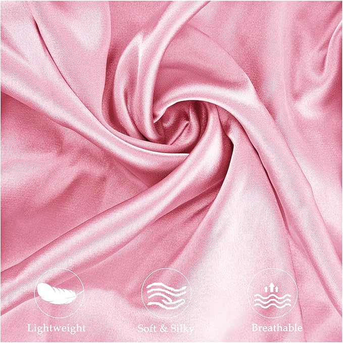 Satin Pillowcase for Cervical Pillow, Ergonomic Case, Smooth & Silky Soft Sleeping Pillowcase, Pink Pillow Cover with Zipper