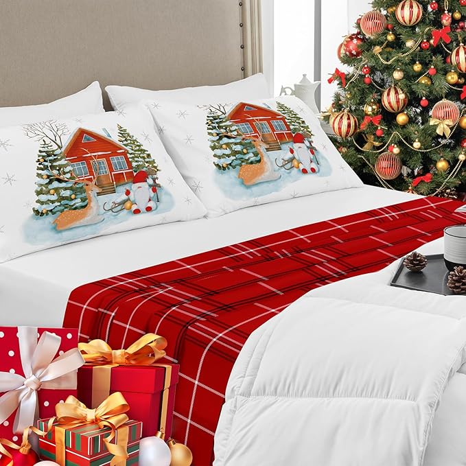 YIYEA Christmas King Size Pillow Cases Set of 2, Ultra Soft Double Brushed Microfiber Pillowcases King, Christmas Bed Pillow Covers, Fade Resistant, Easy Slip-On (20"x36")
