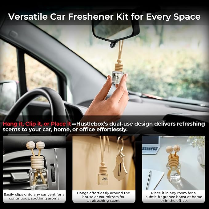 Lemon Verbena Hanging Car Air Freshener and Essential Oil Diffusers with Vent Clips - 25-Pack Automobile Aromatherapy Diffuser Bottles - Kit Ideal for Resale, Gifts & Party Favors