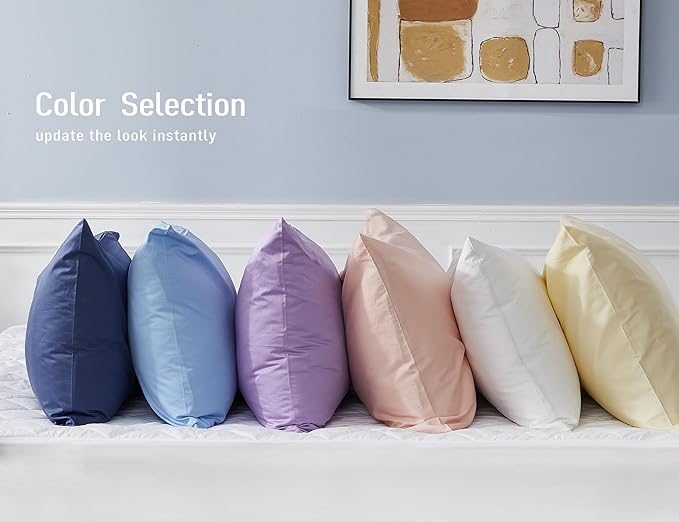 Sunflower Queen Pillowcases Set of 2, 100% Cotton Queen Size Pillow Cases 2, 20×30 inches Purplish Blue, Soft and Breathable