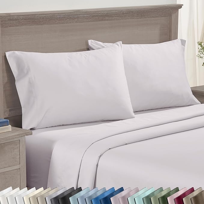 California Design Den Queen Pillow Cases Set of 2 - Premium 600 Thread Count, 100% Cotton Pillow Cases Standard Size Cotton, Breathable Sateen, Fits Standard & Queen Pillows - Pale Lavender