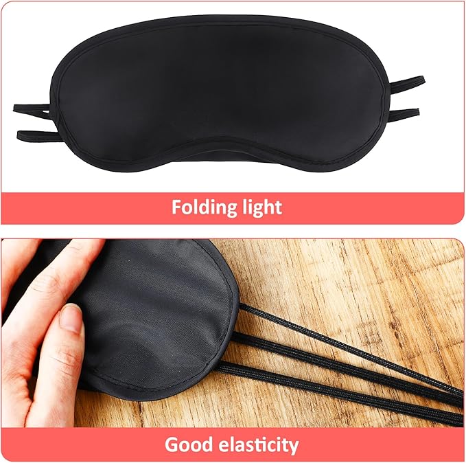 Sleep Mask, 6 PCS Eye Mask for Side Sleeper Soft Breathable Blackout Eye Cover with Adjustable Straps for Travel Blindfold Meditation Nap Women Men Kids (Black)