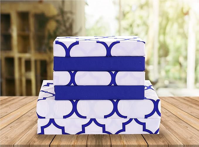 Elegant Comfort Luxury Soft Bed Sheets Quatrefoil Pattern - 1500 Premium Hotel Quality Microfiber Softness Wrinkle and Fade Resistant (6-Piece) Bedding Set, Full, Duke Blue