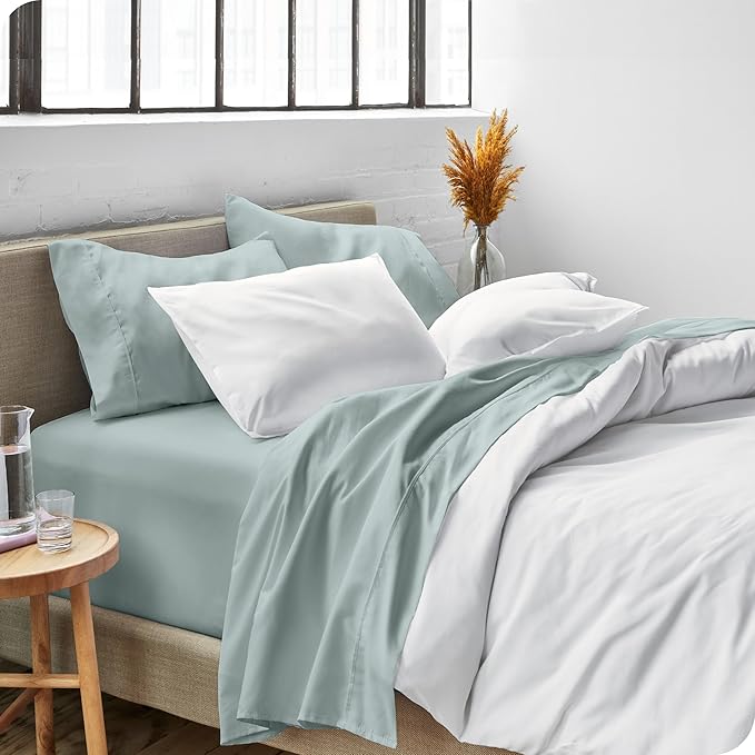 Bare Home Full Sheet Set - 1800 Ultra-Soft Microfiber Full Bed Sheets - Double Brushed - Deep Pockets - Easy Fit - 4 Piece Set - Bedding Sheets & Pillowcases (Full, Sea Spray)