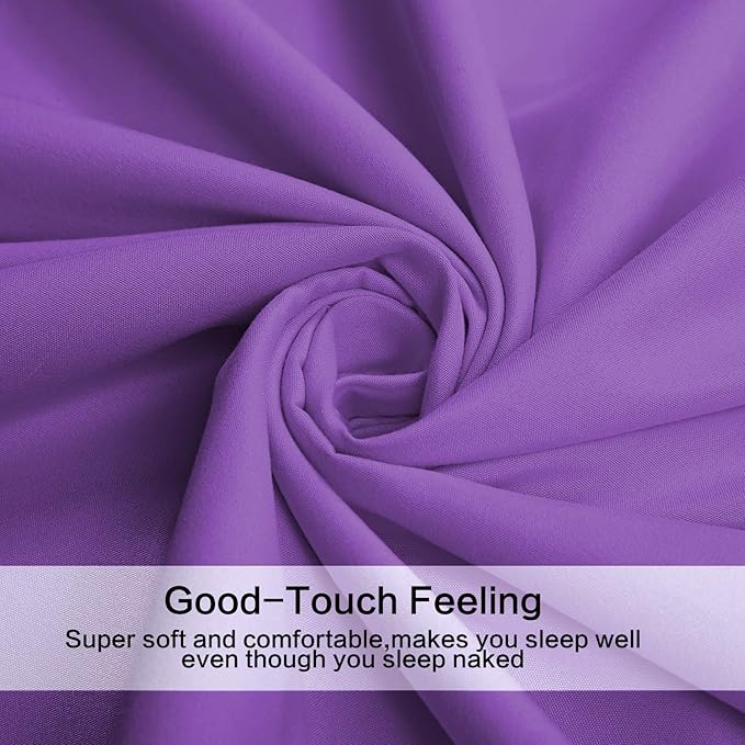 4 Piece Bed Sheet Set (Queen,Violet) 1 Flat Sheet,1 Fitted Sheet and 2 Pillow Cases,Brushed Microfiber Luxury Bedding with Deep Pockets