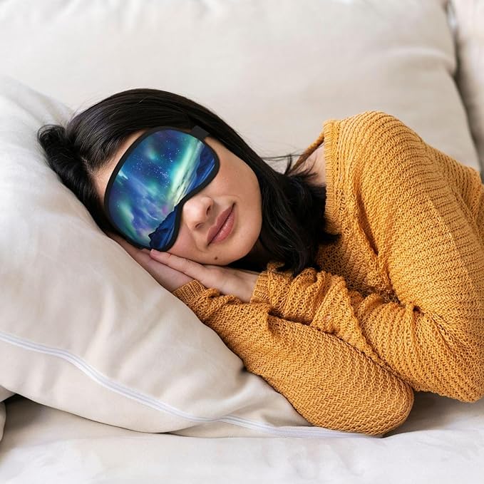 Northern Lights Sleep Mask for Women Men Soft Travel Eye Mask with Adjustable Straps Sleeping Eye Shade Cover for Travel Yoga Nap Sleeping