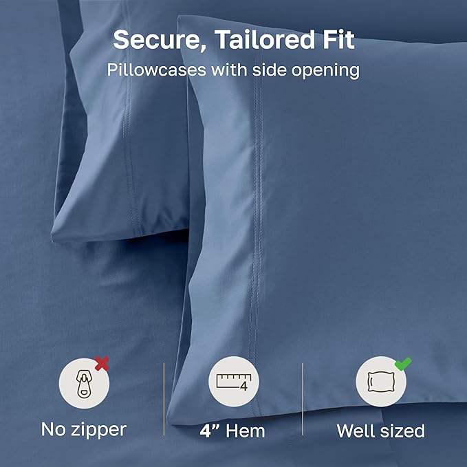 CALIFORNIA DESIGN DEN Luxuriously Soft Hotel Quality 600 Thread Count, 100% Cotton Set of 2 Cases, Crisp & Cool Pillow Cases King Size, Set of 2, Fits King Pillows (Dark Blue)