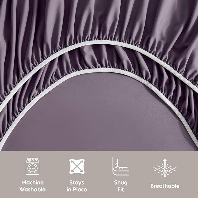 Nestl Extra Deep King Sheet Set - 6 Piece Breathable & Cooling Sheets - Hotel Luxury Bedding Set w/18-24 Inch Deep Pockets - Easy & Secure Fit - Super Soft, Wrinkle Free & Comfy - Purple