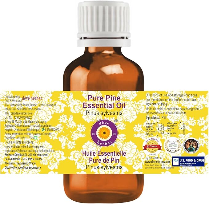 dève herbes Pure Pine Essential Oil (Pinus sylvestris) Steam Distilled 5ml (0.16 oz)